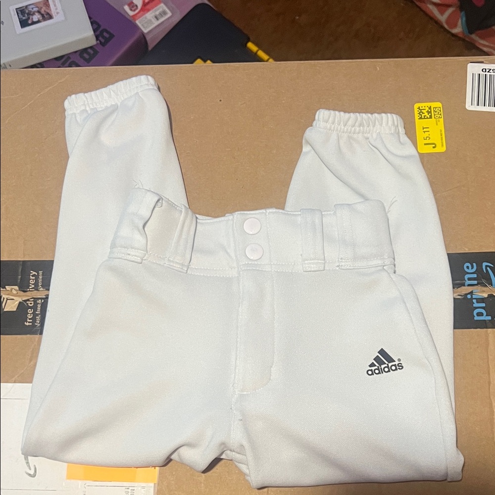 Adidas Kids White Baseball/Softball Pants